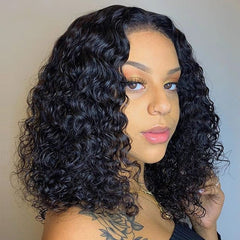 13x4 Lace Frontal Bob Wig Water Wave Remy Human Hair Lace Wig