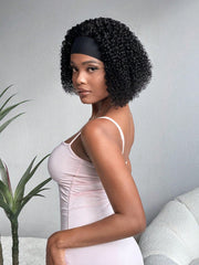 Ronashow Short Bob Curly Wig Human Hair Headband Bob Wig Glueless Machine Made Wig