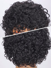 Ronashow Glueless Wig Short Curly Wig With Bangs Easy To Go Human Hair No Lace