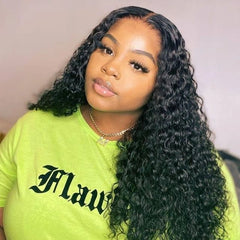 Ronashow Pre Cut 5x5 Gluless Lace Closure Wig Human hair Water Wave Natural Color