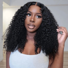 Ronashow Pre Cut 5x5 Gluless Lace Closure Wig Jerry Curly Human hair Natural Color