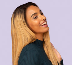 Ronashow Dark Roots Honey Blonde 4x4 Lace Closure Wig - Glueless Human Hair Wig - Perfect Summer Color for Beginners
