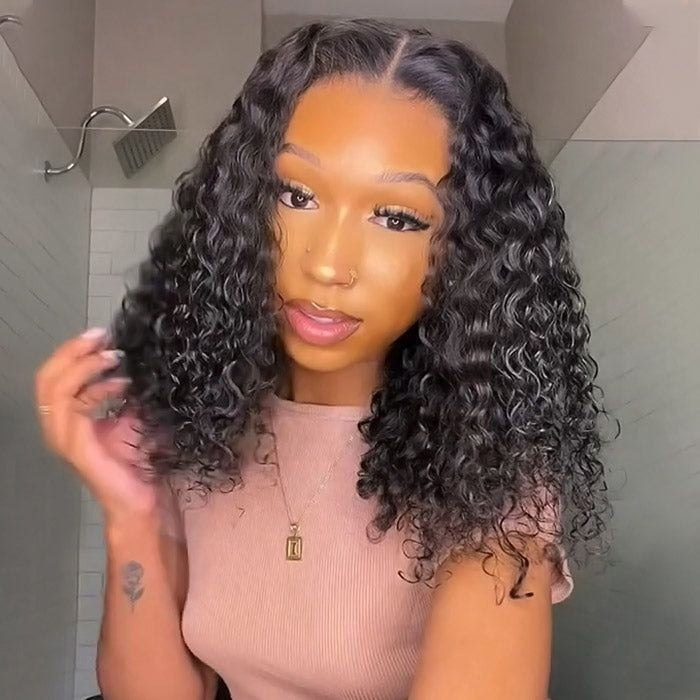 13x4 Lace Frontal Bob Wig Water Wave Remy Human Hair Lace Wig