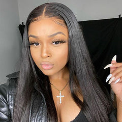 Glueless Pre-Cut Straight 4*4 Lace Closure Wig Human Hair Natural Color Wig