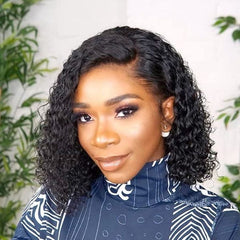 13x4 Lace Frontal Bob Wig Water Wave Remy Human Hair Lace Wig