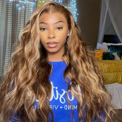 Ronashow Ombre 4/27 Highlight Body Wave 13*4 Lace Frontal Wig