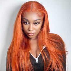 Ronashow Ginger Color Straight 13x4 Lace Frontal Human Hair Wig