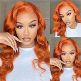 Ronashow Ginger Color Body Wave 13x4 Lace Front Human Hair Wig