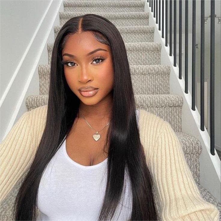 Ronashow Straight 13*6*1 T part Transparent Lace Front Human Hair Wigs Natural Color Wigs