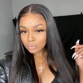 Ronashow Straight 13*6*1 T part Transparent Lace Front Human Hair Wigs Natural Color Wigs