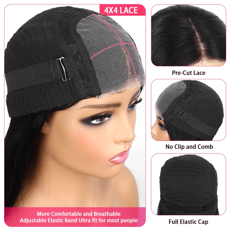 4*4 glueless lace wig cap 