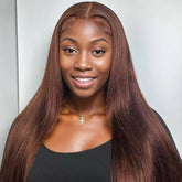 Ronashow 13x4 Lace Frontal Wig Chocolate Brown Color Straight Hair Wigs