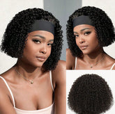Ronashow Short Bob Curly Wig Human Hair Headband Bob Wig Glueless Machine Made Wig