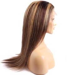 Ronashow 13*4 Lace Frontal Wig Highlight Ombre 4/27 Color Straight Wig