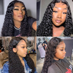 Deep Wave Glueless Pre-Cut 4*4 Lace Closure Wig Human Hair Natural Color Wig
