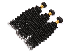 Deep Wave Remy Human Hair 3 Bundles With 4*4 Lace Closure