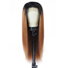 Ronashow Ombre Color Dark Roots 1B/30 Straight 13*4 Lace Frontal Wig