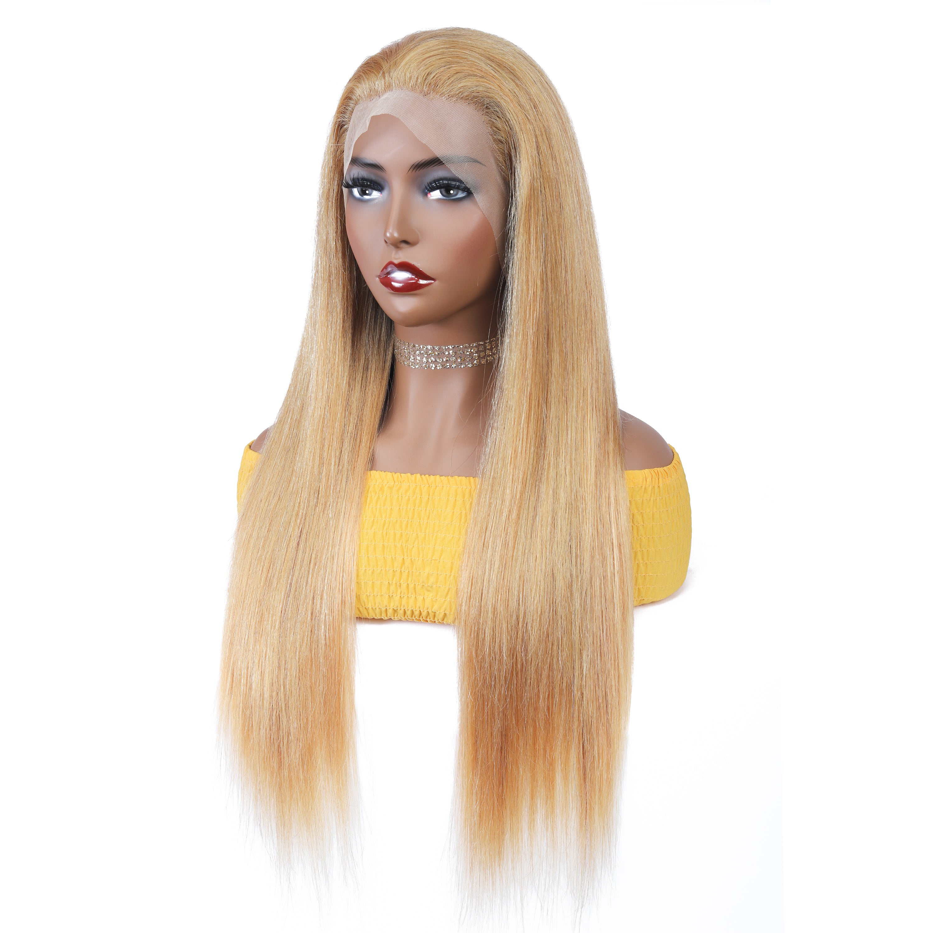 Ronashow Honey Blonde Color 27 Straight 13*4 Lace Frontal Wig