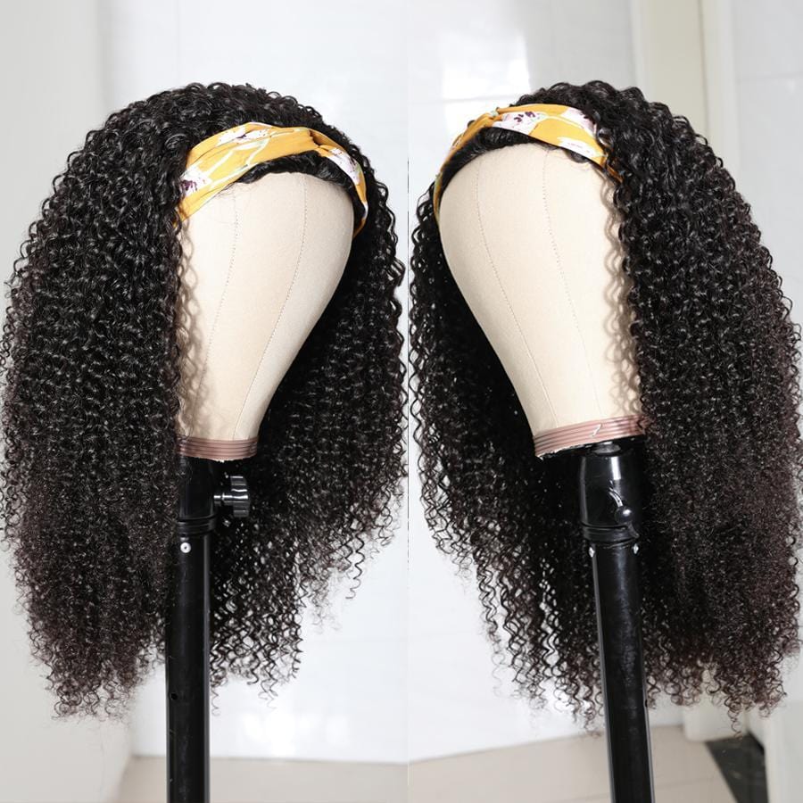 Ronashow Kinky Curly Remy Human Hair Headband Wig 10-30 Inch
