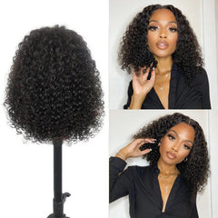 Ronashow 13*4 Lace Frontal Bob Wig Short Curly Human hair Natural Color Wig