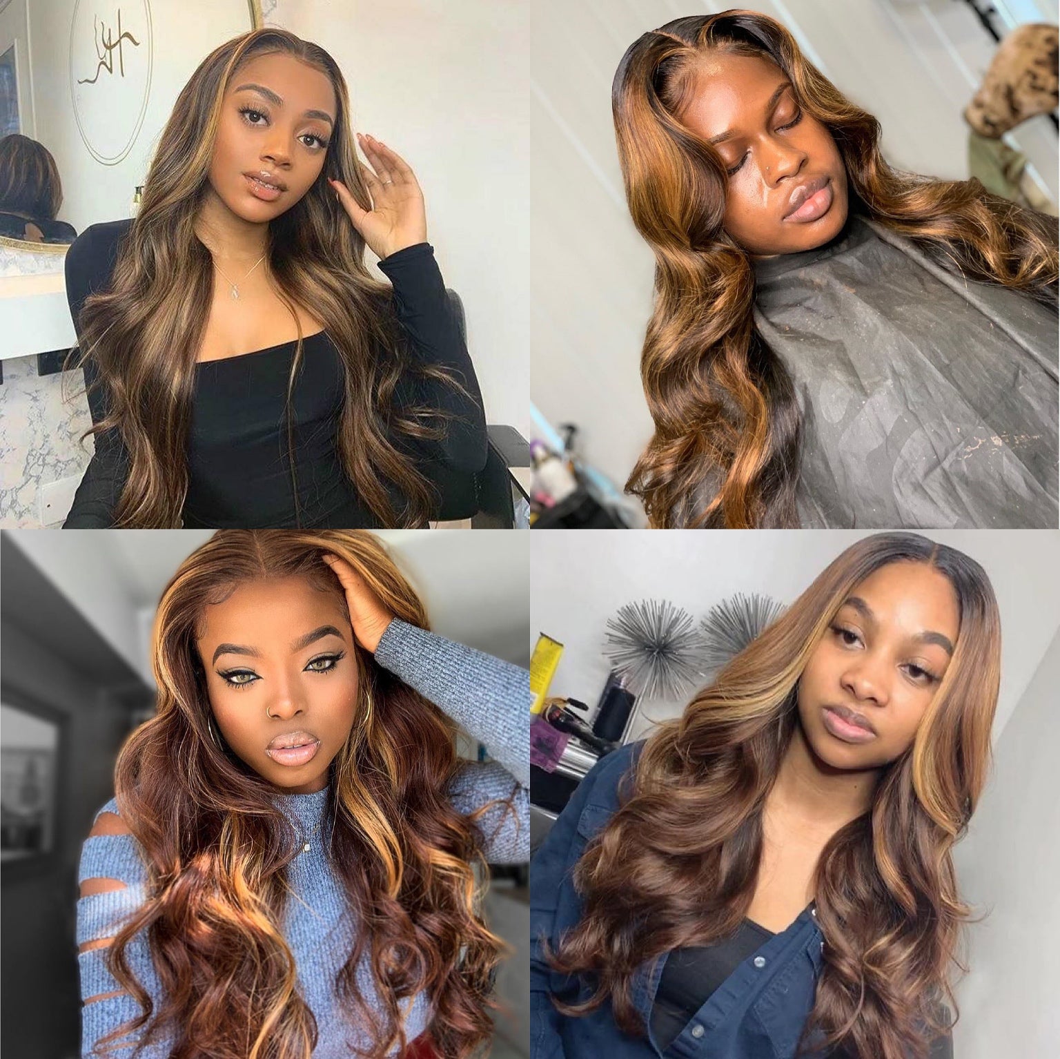 Ombre 4/27 Highlight Body Wave 13*4 Lace Frontal Wig