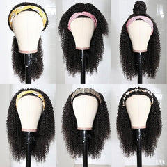 Ronashow Kinky Curly Remy Human Hair Headband Wig 10-30 Inch