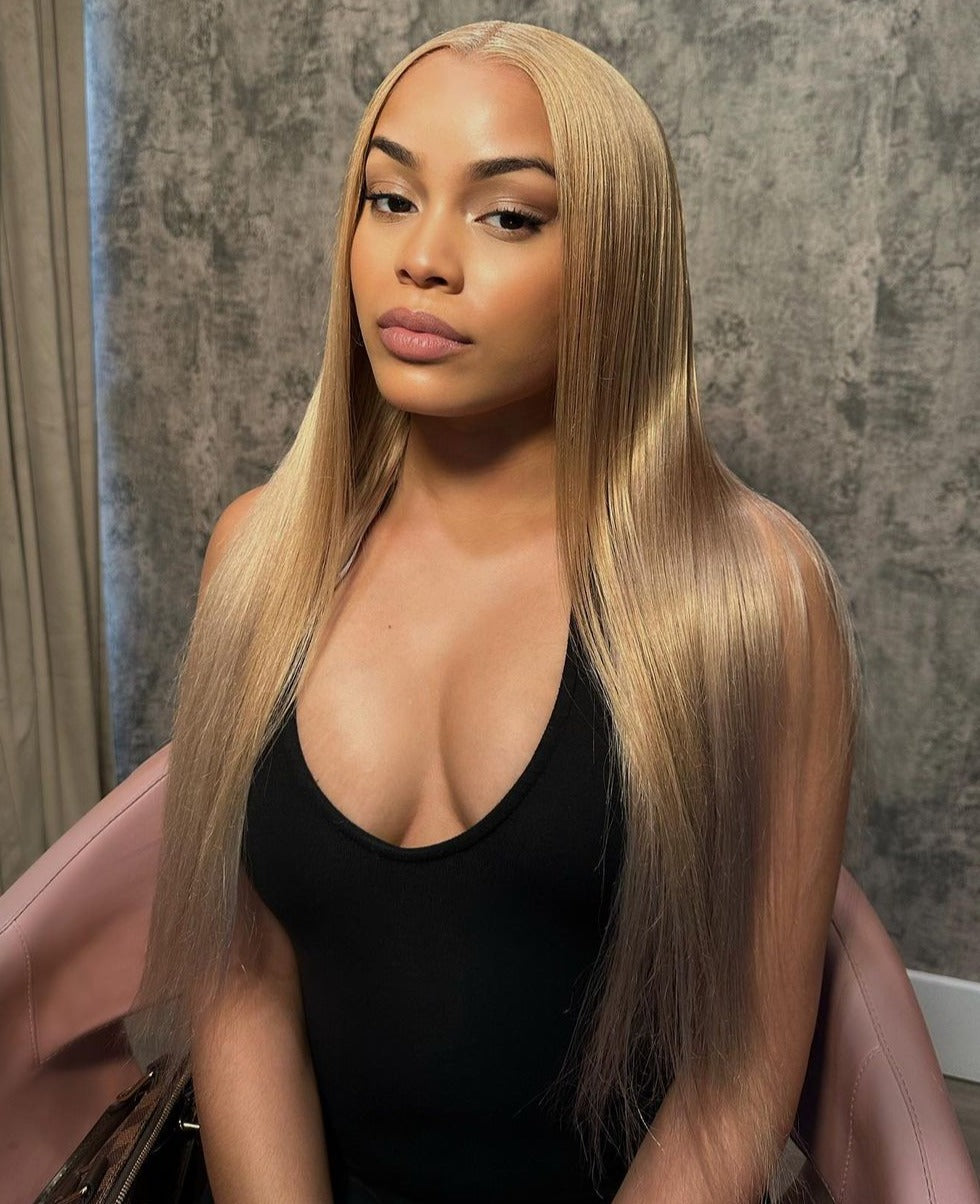 Ronashow Honey Blonde Color 27 Straight 13*4 Lace Frontal Wig