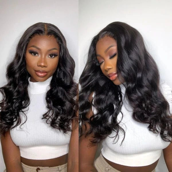 Ronashow Pre Cut 5x5 Gluless Lace Closure Wig Body Wave Human hair Natural Color