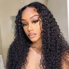 Ronashow Pre Cut 5x5 Gluless Lace Closure Wig Jerry Curly Human hair Natural Color