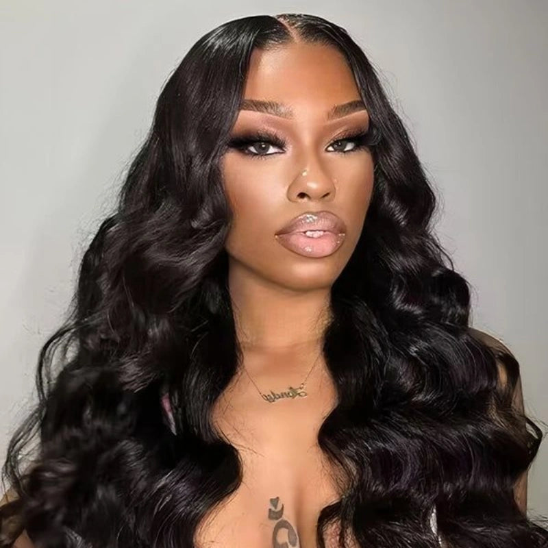 Ronashow Pre Cut 5x5 Gluless Lace Closure Wig Body Wave Human hair Natural Color