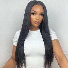 Ronashow Pre Cut 5x5 Gluless Lace Closure Wig Human hair Straight Natural Color