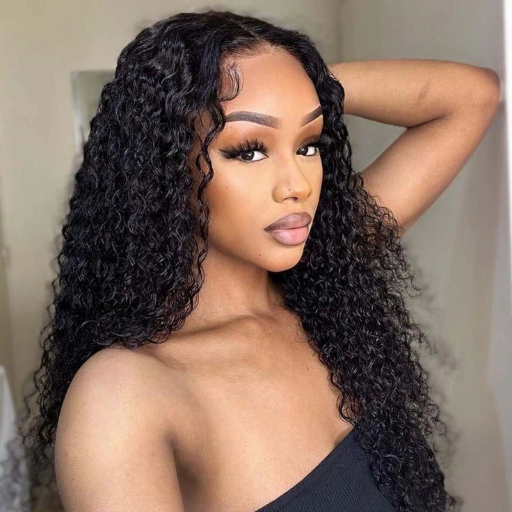 Ronashow Pre Cut 5x5 Gluless Lace Closure Wig Jerry Curly Human hair Natural Color