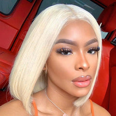 Ronashow Blonde Color Wigs Remy Human Hair 13X4 Lace Frontal Straight Bob Wigs For Women