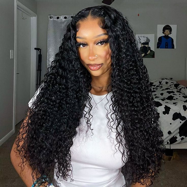 U Part Glueless Wigs Brazilian Curly Human Hair Wigs Natural Color No Lace No Gel