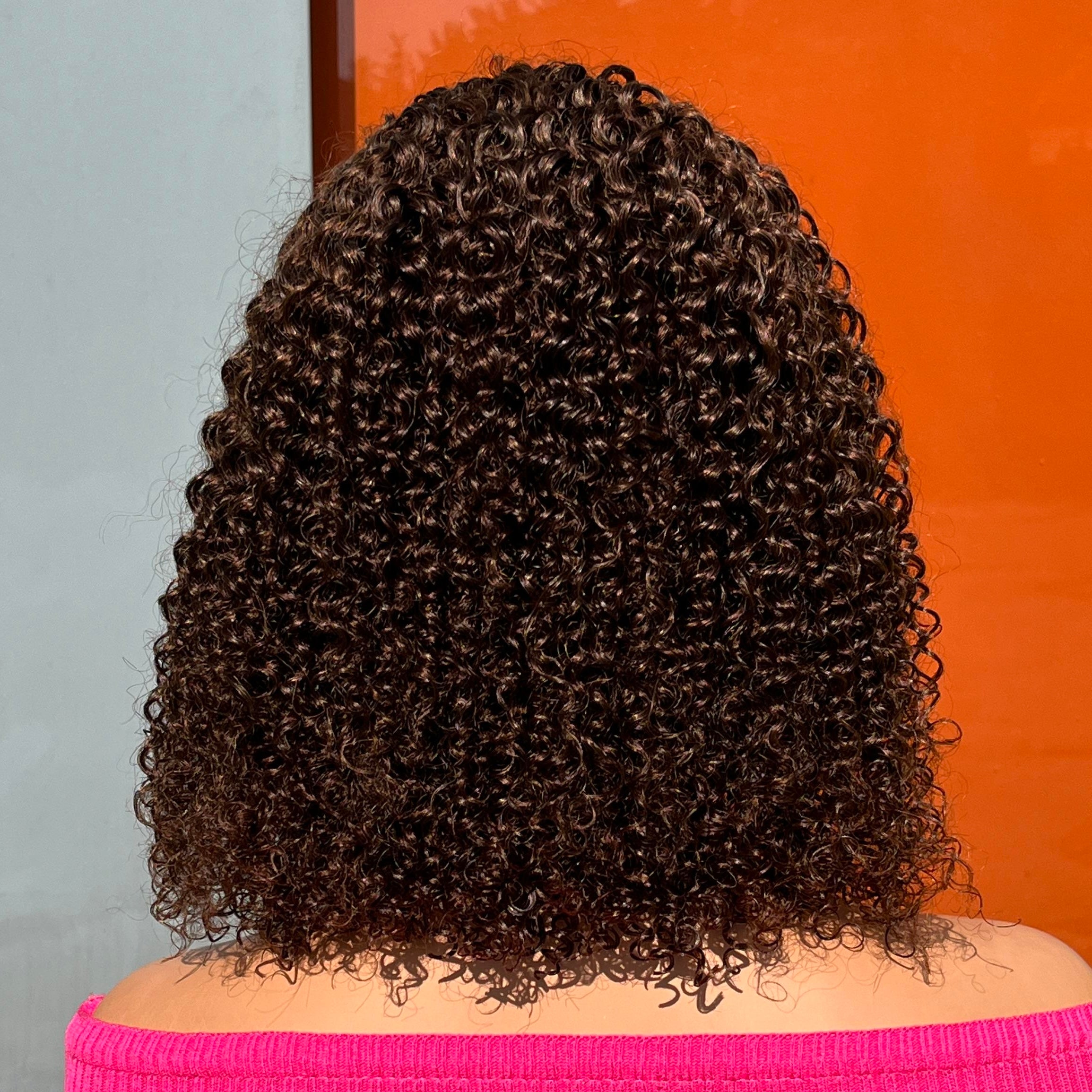 Ronashow Short Bob Curly Wig Human Hair Headband Wig Glueless Machine Made Wig Water Wave Friendly For Beginner