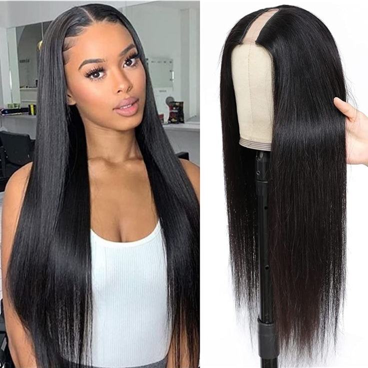 Straight Hair U Part Wig Natural Color Affordable Human Hair Wigs