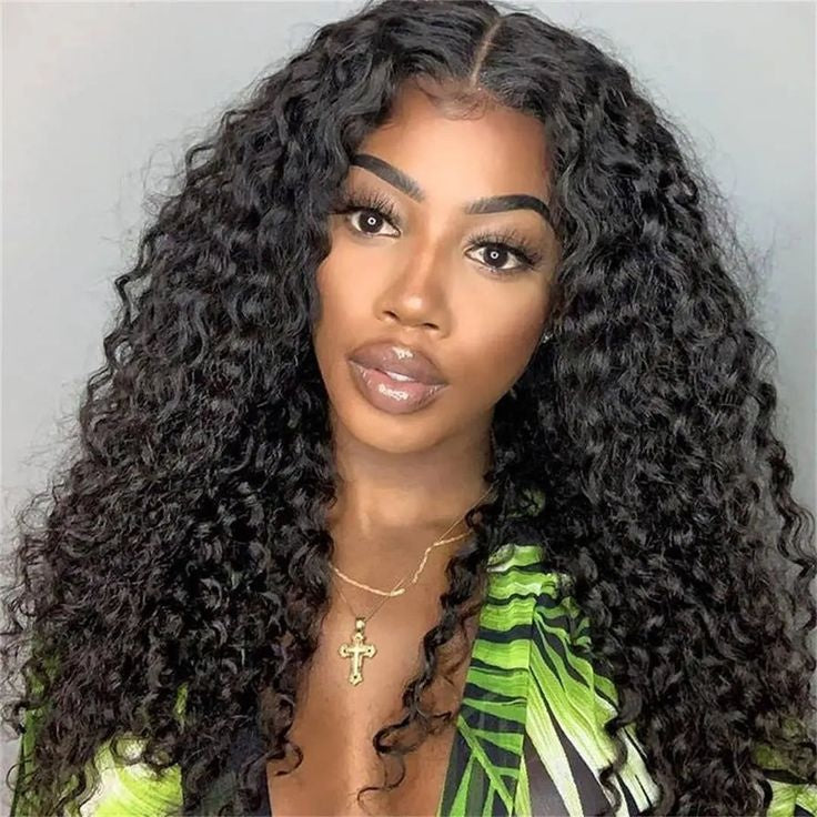 Ronashow Water Wave Glueless Pre-Cut 4*4 Lace Closure Wig Human Hair Natural Color Wig