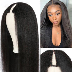 Kinky Straight V Part Wig Natural Color Human Hair Wigs Affordable Wigs