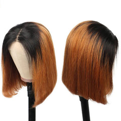 Ronashow Ombre Bob Wig Human Hair Dark Roots 1B/30 4*4 Glueless Lace Closure Wig