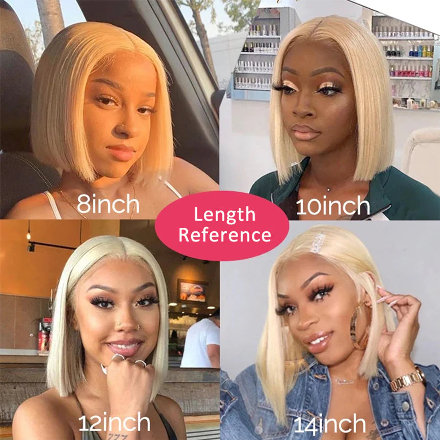 Ronashow 613 Blonde Bob Wigs 4X4 Lace Closure Bob Wig