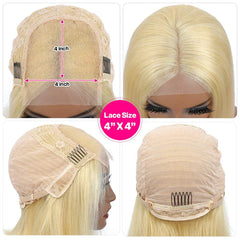 Ronashow 613 Blonde Bob Wigs 4X4 Lace Closure Bob Wig