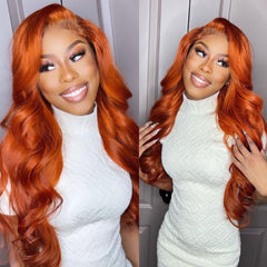 Ronashow Ginger Color Body Wave 13x4 Lace Front Human Hair Wig