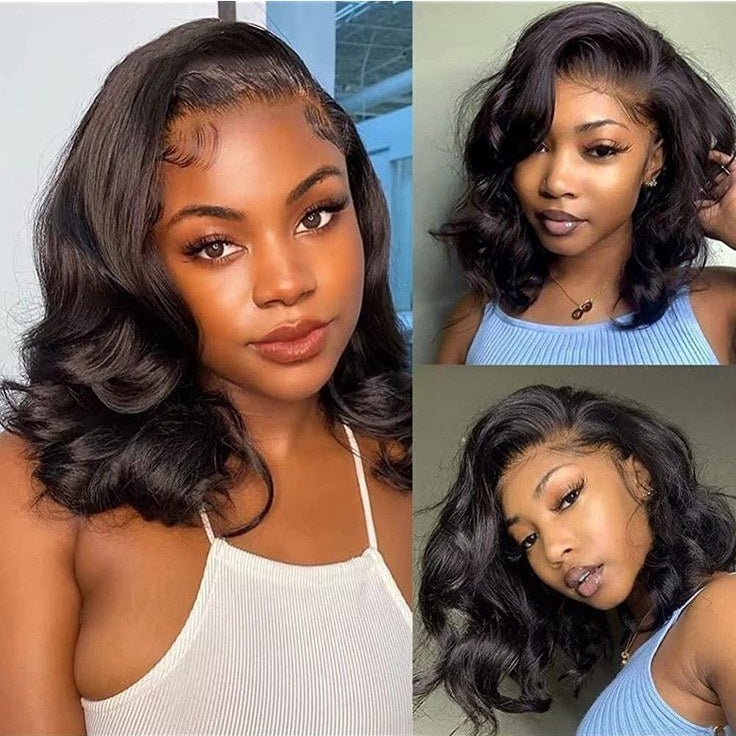 Ronashow 13x4 Lace Frontal Bob Wig Body Wave Short Human Hair Wigs With Baby Hair