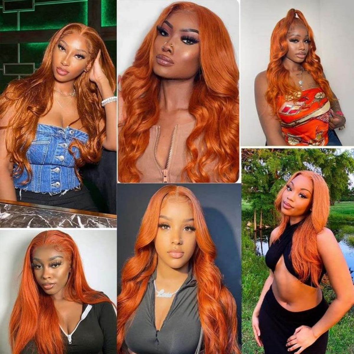 Ronashow Ginger Color Body Wave 13x4 Lace Front Human Hair Wig