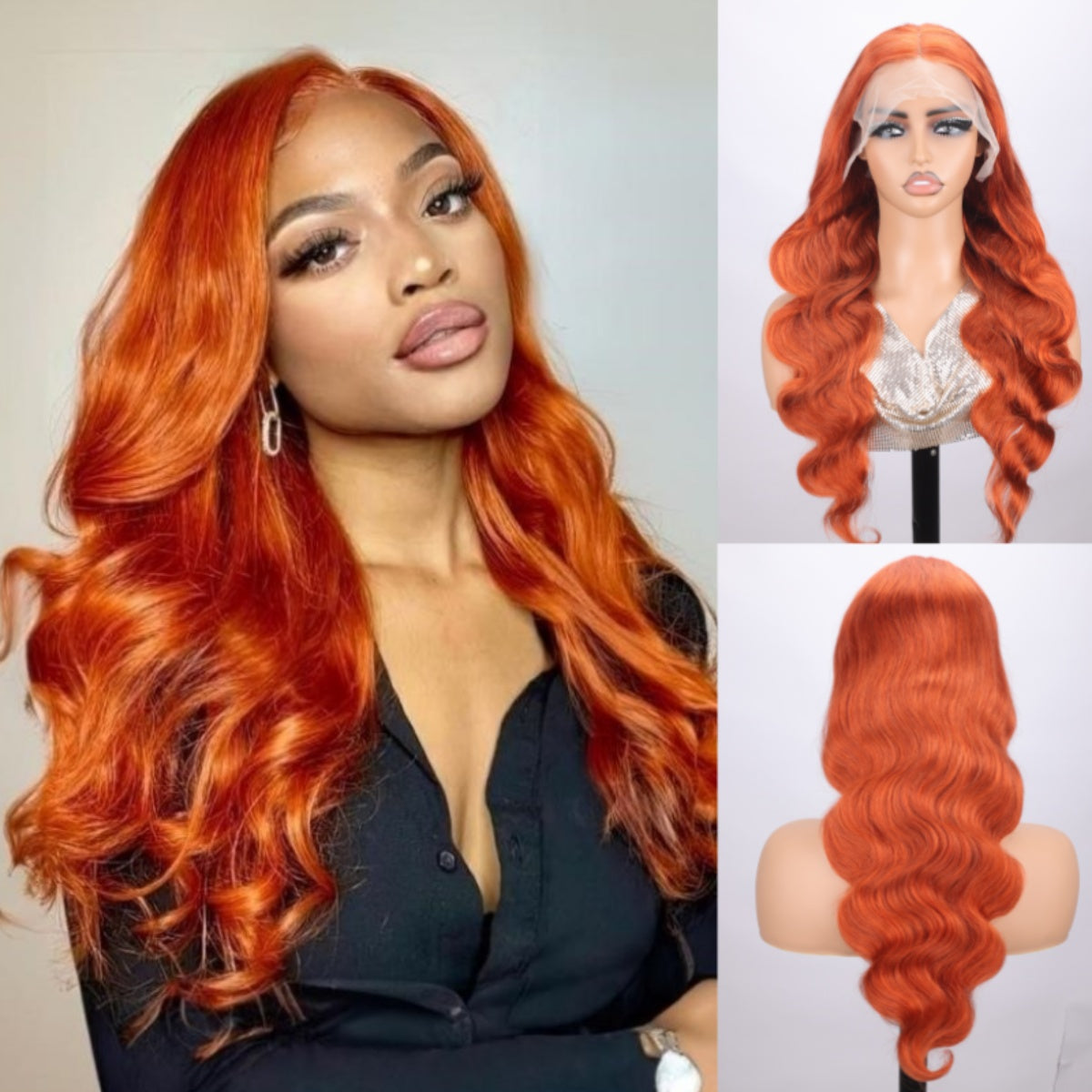 Ronashow Ginger Color Body Wave 13x4 Lace Front Human Hair Wig