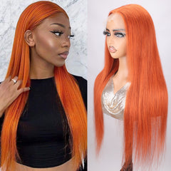 Ronashow Ginger Color Straight 13x4 Lace Frontal Human Hair Wig