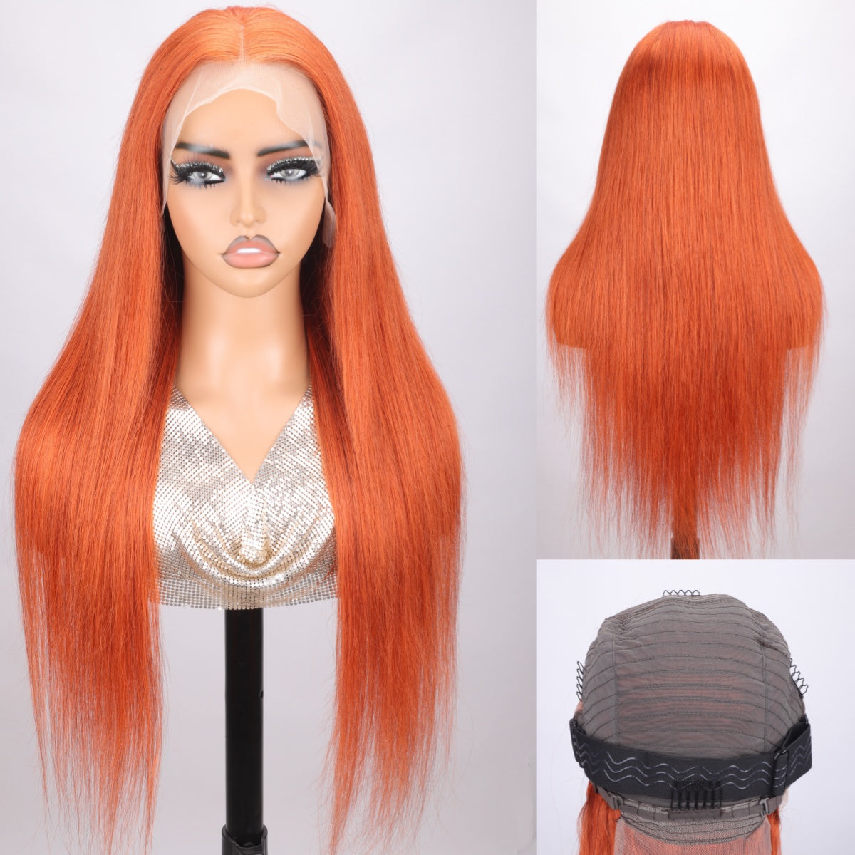 Ronashow Ginger Color Straight 13x4 Lace Frontal Human Hair Wig