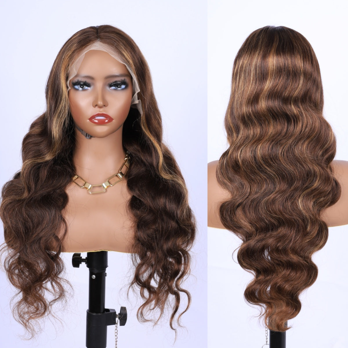 Ronashow Ombre 4/27 Highlight Body Wave 13*4 Lace Frontal Wig