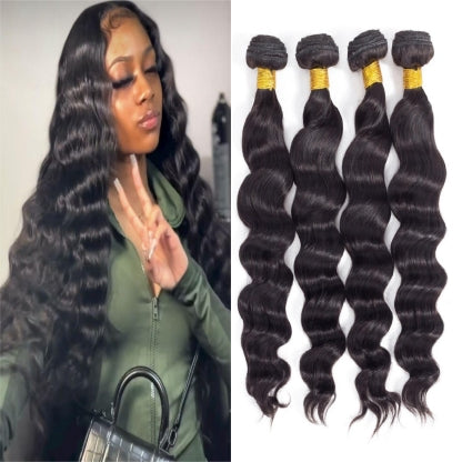 Loose Deep Wave Natural Color Remy Human Hair 4 Bundles