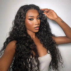 Ronashow Pre Cut 5x5 Gluless Lace Closure Wig Human hair Water Wave Natural Color